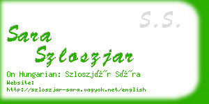 sara szloszjar business card